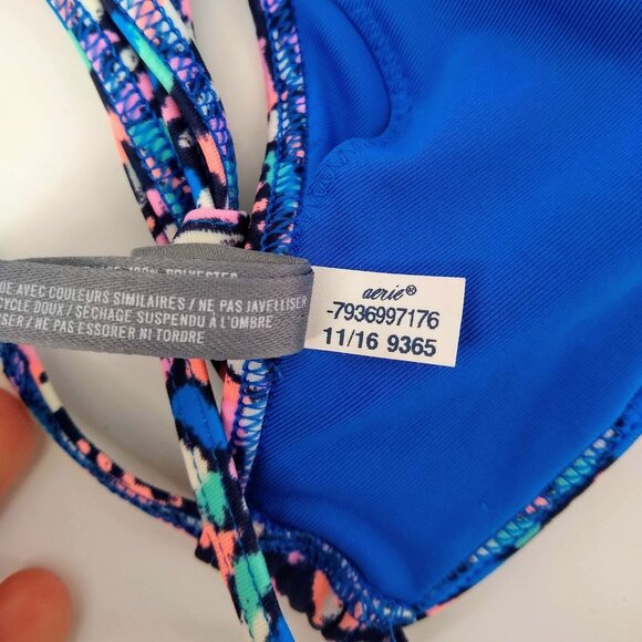 AERIE High Neck Tie Back Crochet Bikini Top S - Picture 7 of 9
